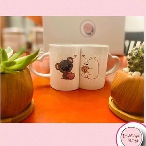 Heart handle Mugs couple 11 oz